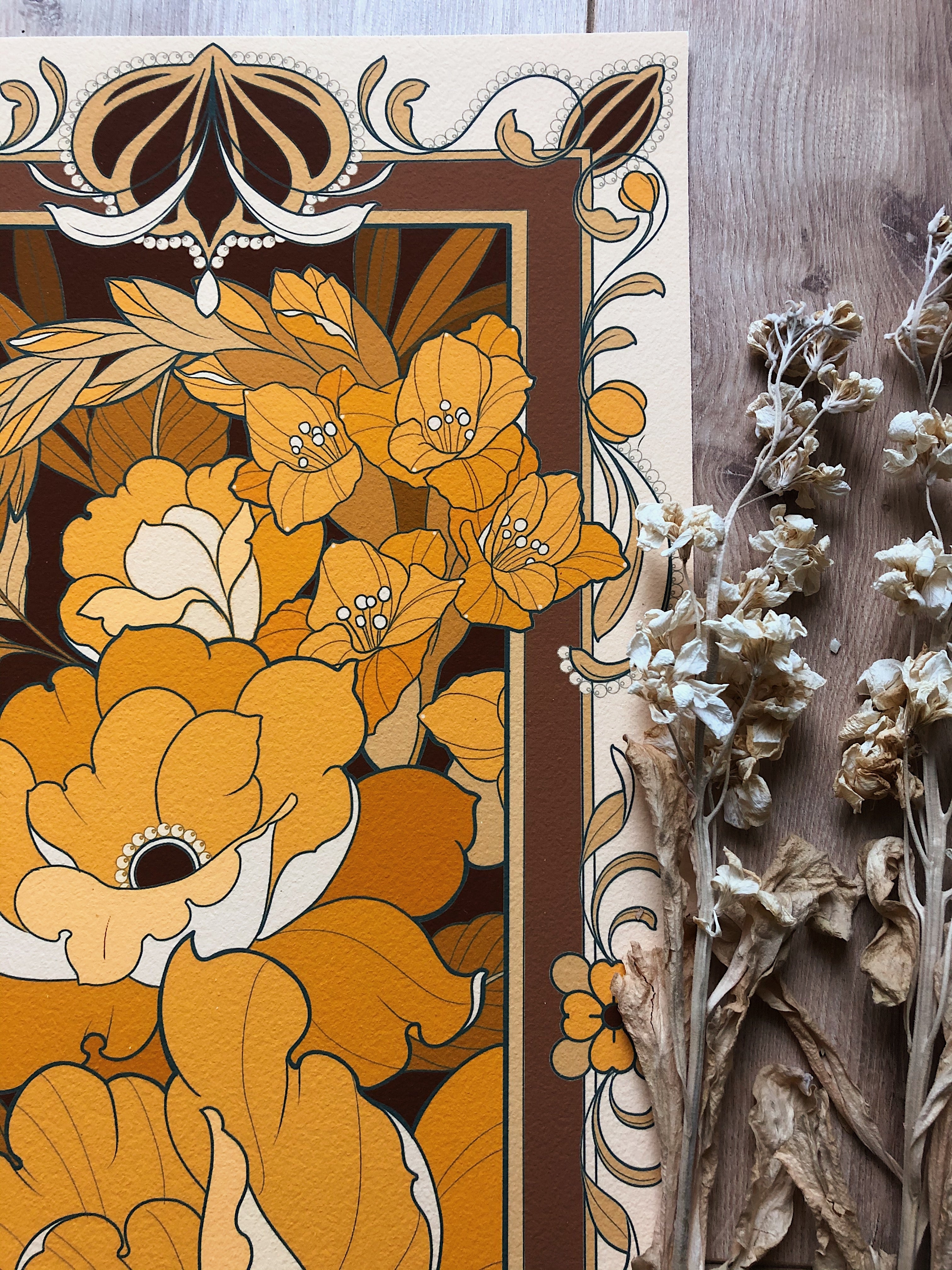 Art Nouveau Flower Print